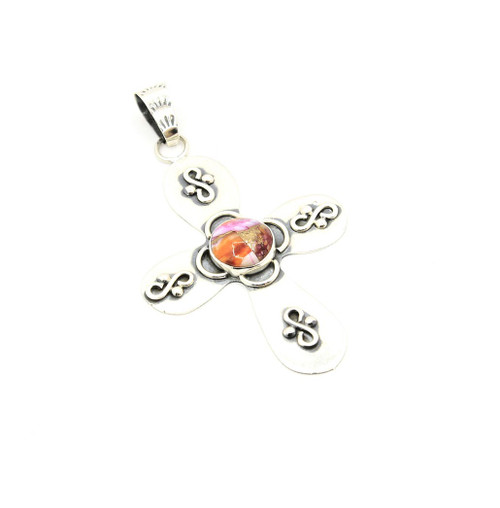 Sterling Silver Purple Mojave Cross Pendant 121824