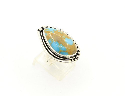 Sterling Silver Turquoise Beed and Simple Setting Ring 121824 Sterling Silver Turquoise Beed and Simple Setting Ring 121824