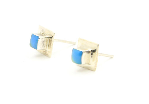 Sterling Silver Turquoise Square Studs 121824