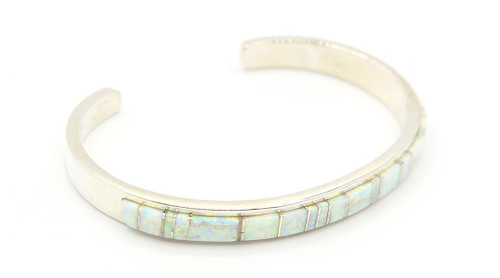 Sterling Silver White Opal Cuff Bracelet 010425 Sterling Silver White Opal Cuff Bracelet 010425