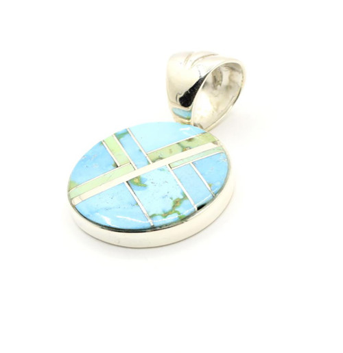 Sterling Silver Round Sonoran Turquoise Pendant 011025