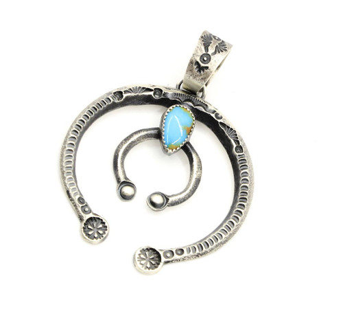 Sterling Silver Double Naja Turquoise Pendant 011125