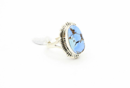 Sterling Silver Oval Golden Hills Turquoise Ring 032525