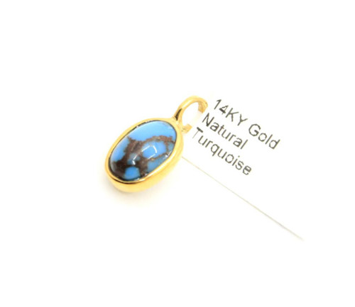 14K Gold Bisbee Turquoise Pendant 040525