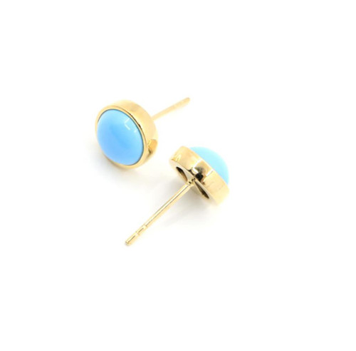 14K Gold Sleeping Beauty Turquoise Large Stud Earrings 040525