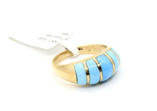 14K Gold Sleeping Beauty Turquoise Strip Ring 040525