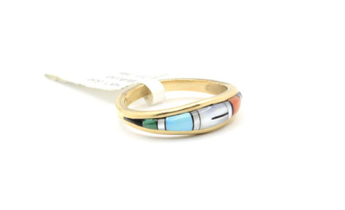 14K Gold Thin Multi-Color Ring 040525 14K Gold Thin Multi-Color Ring 040525