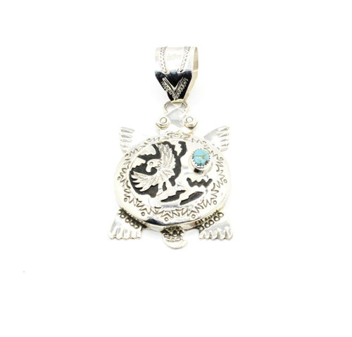 Sterling Silver Turtle Turquoise Pendant 042225