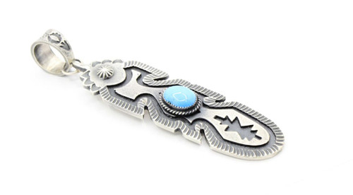 NAVAJO Feather×Turquoise　ネックレス Navajo Sterling Silver And Turquoise Feather Necklace Signed
