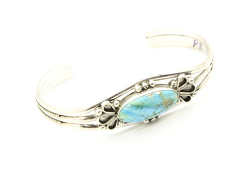 Sterling Silver Oblong Turquoise Cuff Bracelet 042225