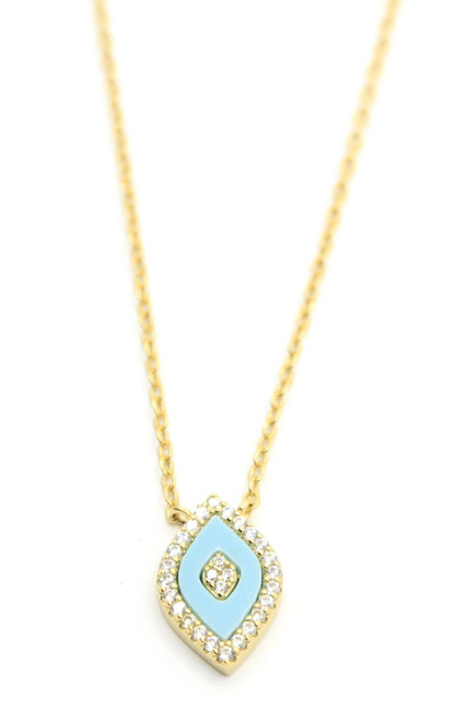 Gold Rhodium Turquoise Eye with Crystal Necklace 082425