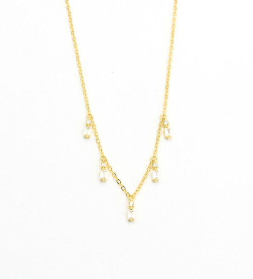 Gold Rhodium with Crystal Necklace 082425 Gold Rhodium with Crystal Necklace 082425