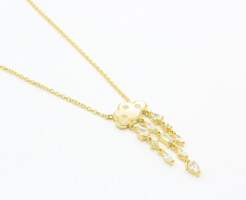 Gold Rhodium Mother of Pearl Cloud with Crystal Necklace 082425