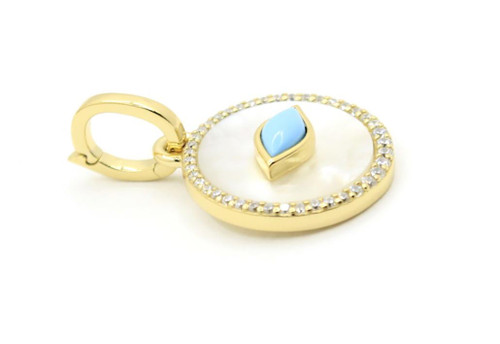 Gold Rhodium Mother of Pearl with Crystal Pendants 082425 Gold Rhodium Mother of Pearl with Crystal Pendants 082425