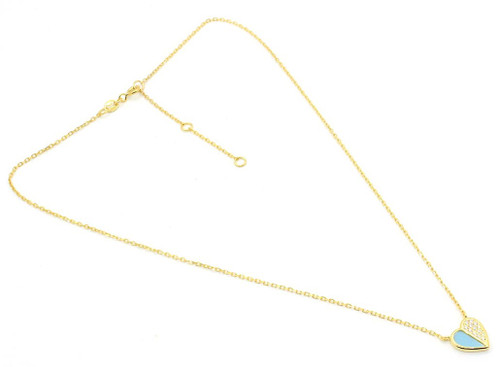 Gold Rhodium Turquoise Heart with Crystal Necklace 082525