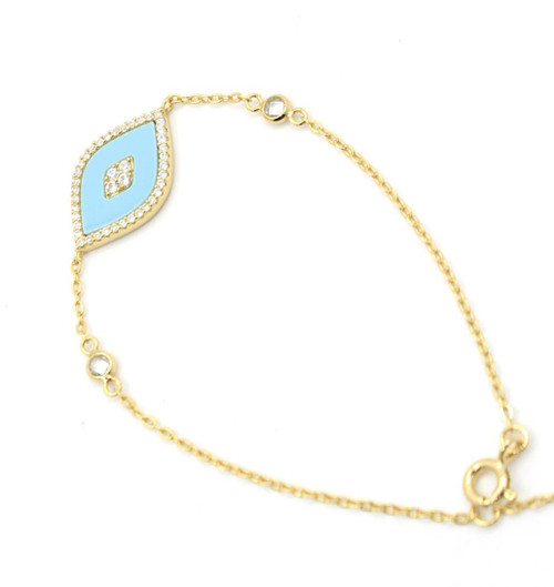 Gold Rhodium Turquoise Single Eye with Crystal bracelet 082525