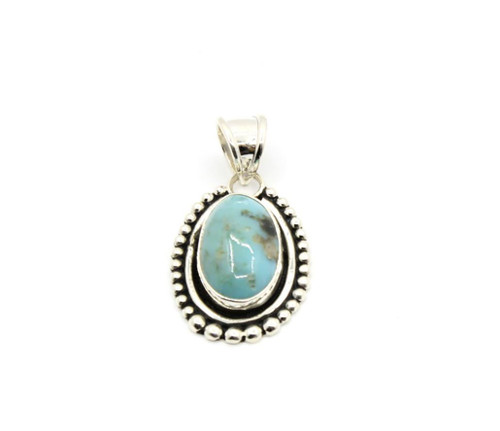 Sterling Silver Royston Turquoise Oval Pendant 100425