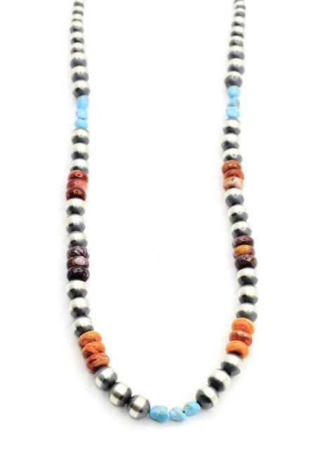 Navajo pearl necklace- Multi color with Navajo pearls- Silver Star