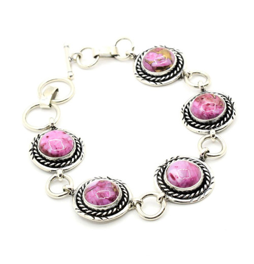 Sterling Silver Mojave Purple Link Bracelet 011226