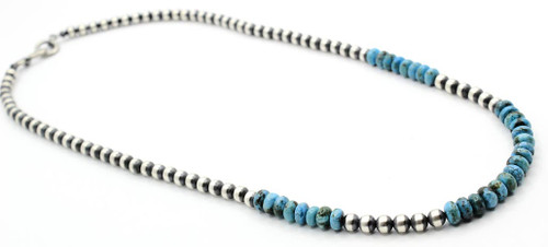 Sterling Silver Turquoise and Silver Pearl Necklace 011326
