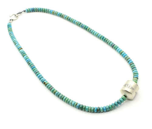 Sterling Silver Royston Turquoise Silver Bead Necklace 011426