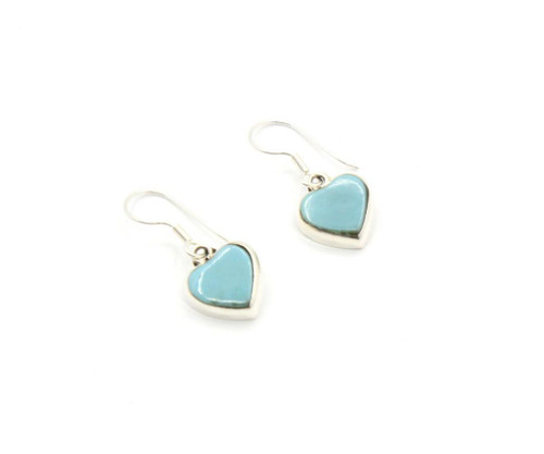 Sterling Silver Turquoise Heart Dangles 011426