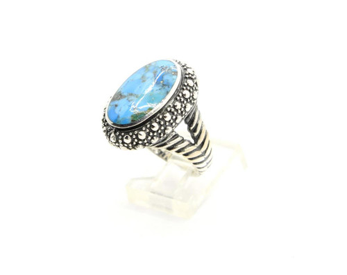 Sterling Silver Round Turquoise Ring 011426