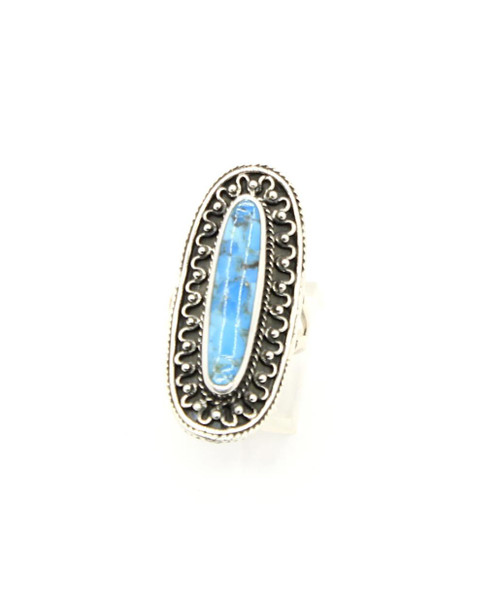 Sterling Silver Large Oval Turquoise Ring 011426