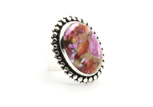 Sterling Silver Large Round Mojave Ring 011426