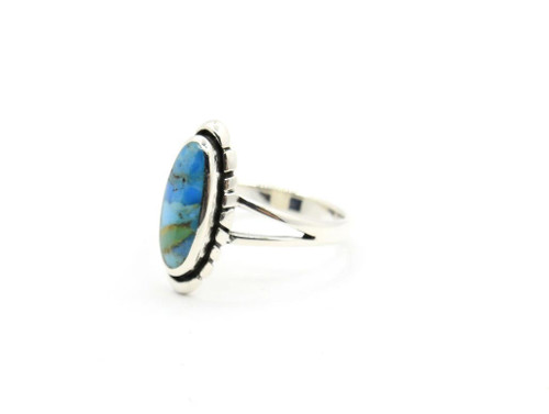 Sterling Silver Oval Turquoise Shadow Box 011526