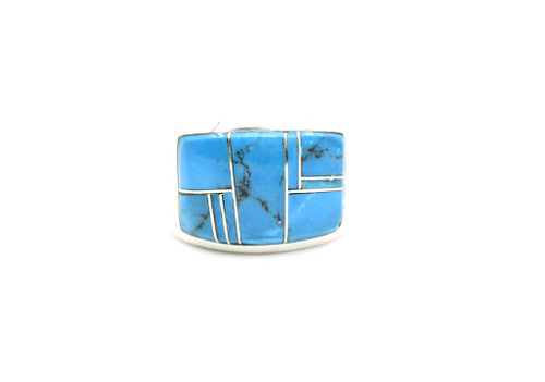 Sterling Silver Turquoise Squarish Ring 011626