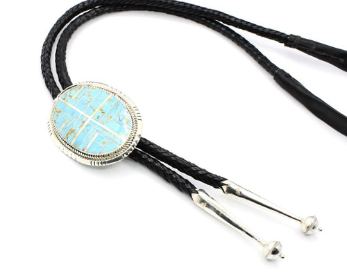 Large Sterling Silver High Grade Kingman Turquoise Bolo 030726