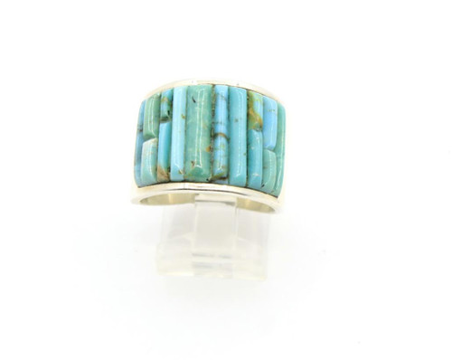 Sterling Silver Wide Cobblestone Turquoise Ring 030726