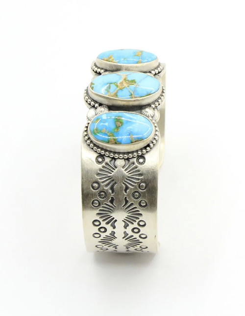 Sterling Silver 3 Stone Sonoran Turquoise Cuff Bracelet 030726