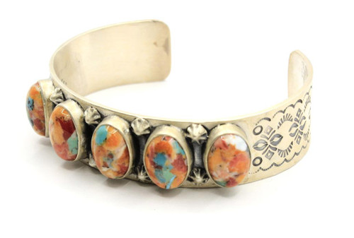 Sterling Silver Spiney Turquoise Cuff Bracelet 030726