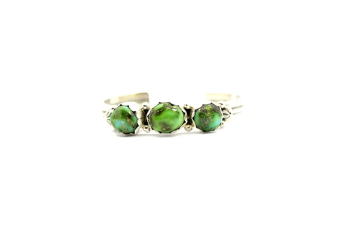 Sterling Silver Sonoran Gold Turquoise Three-Stone Cuff Bracelet 090126