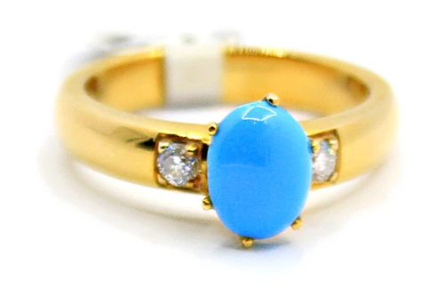 Dainty Gold Ring with Oval Turquoise and Accents 090926
