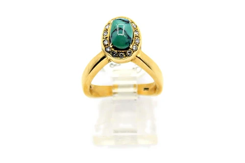 Gold Ring with Green Turquoise Halo 090926
