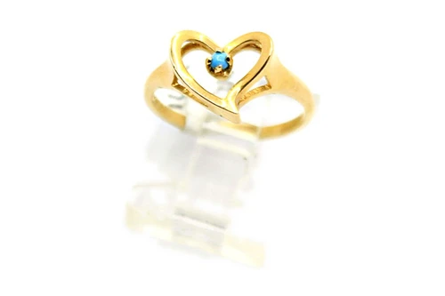 Gold Heart Ring with Turquoise 090926