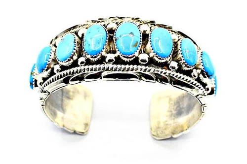 Roie Jaque Sterling Silver Kingman Turquoise Row Cuff Bracelet 092926