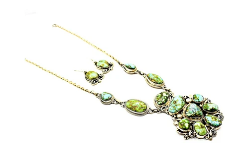 Roie Jaque Sonoran Gold Turquoise Round Cluster Necklace Set 100226