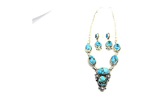 Roie Jaque Blue Kingman Turquoise Y Necklace Set 100226