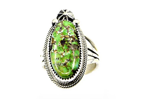 Roie Jaque Green Turquoise Elongated Oval Ring 100226