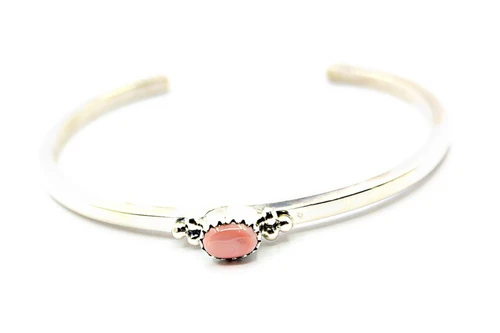 Roie Jaque Pink Conch Shell Sterling Stacker Cuff 100226