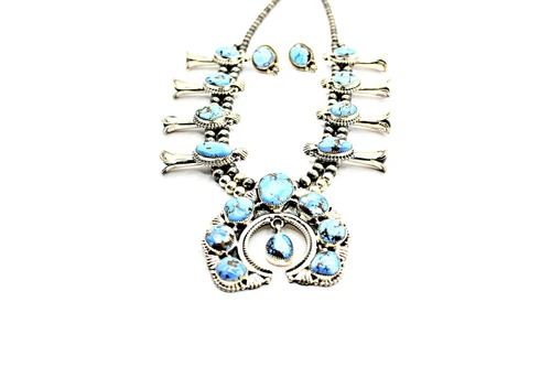 Roie Jaque Golden Hills Turquoise Squash Blossom Necklace Set 100226
