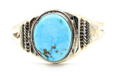 Roie Jaque Light Blue Turquoise Wide Oval Cuff 100226
