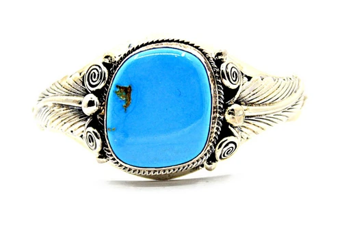 Roie Jaque Blue Turquoise Feather Cushion Cuff 100226