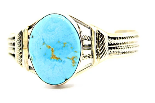 Roie Jaque Blue Turquoise Oval Rope Cuff 100226
