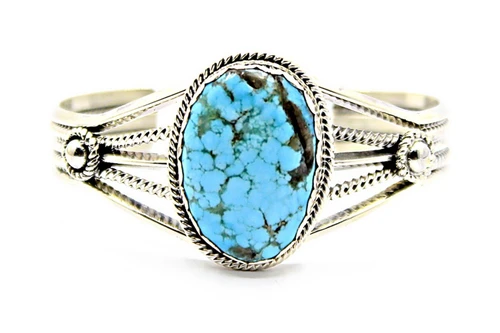 Roie Jaque Blue Spiderweb Turquoise Oval Cuff 100426