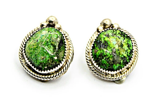 Roie Jaque Green Gaspeite Stud Earrings 100426